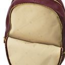 Djerba Rucksack Tropfendesign aus Weichem Leder und Damenbrieftasche aus Leder mit Rundum-Reißverschluss Bordeaux TL142488