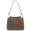 Abby Schultertasche aus Leder Dunkel Taupe TL142468