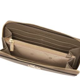 Financier Exclusive zip Around Leather Wallet Dark Taupe TL142485