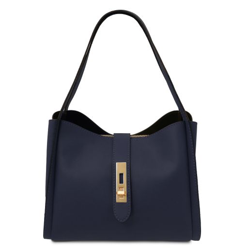 Soave Soft Leather Handbag Dark Blue TL142489