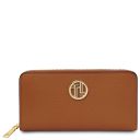 Financier Elégant Portefeuille en Cuir Entièrement Zippée Cognac TL142485