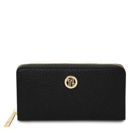 Financier Elégant Portefeuille en Cuir Entièrement Zippée Noir TL142494