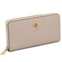 Financier Elégant Portefeuille en Cuir Entièrement Zippée Beige TL142494