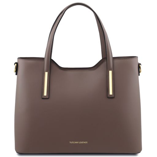Olimpia Shopping Tasche aus Leder Dunkel Taupe TL141412