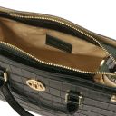 Croque Croc Print Leather Handbag Forest Green TL142504
