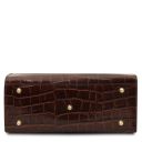 Croque Croc Print Leather Handbag Coffee TL142504