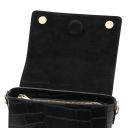 Croque Bolso a Mano en Piel Efecto Coco Negro TL142503