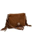 Nomade Bolso Noche en Piel de Gamuza con Flecos Cognac TL142495