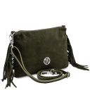 Nomade Bolso Noche en Piel de Gamuza con Flecos Verde Oscuro TL142495