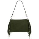 Nomade Bolso Noche en Piel de Gamuza con Flecos Verde Oscuro TL142495