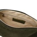 Nomade Clutch aus Wildleder mit Dekorativen Fransen Tannengrün TL142495