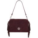 Nomade Suede Leather Fringe Clutch Bordeaux TL142495