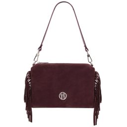 Nomade Sac à Main en Cuir Daim et Franges Bordeaux TL142495