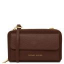 Urania Leather Wallet/phone Holder With Strap Coffee TL142433