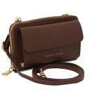 Urania Leather Wallet/phone Holder With Strap Coffee TL142433