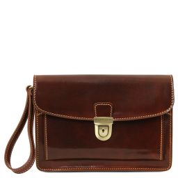 Max Elegante Handgelenktasche/Herrentasche aus Leder Braun TL8075