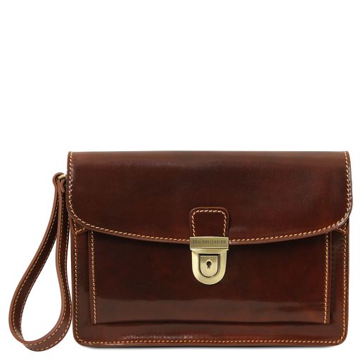 Max Leather Handy Wrist bag Brown TL8075