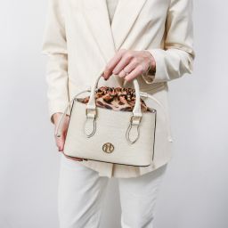 Croque Bolso a Mano en Piel Efecto Coco Café TL142510