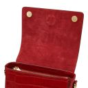 Croque Croc Print Leather Handbag Red TL142503