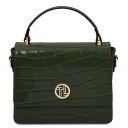 Croque Croc Print Leather Handbag Forest Green TL142503