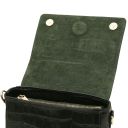 Croque Croc Print Leather Handbag Forest Green TL142503