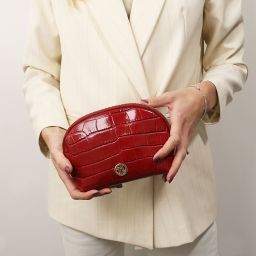 Vera Trousse de Toilette en Cuir Effet Croco Café TL142514