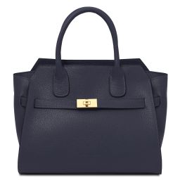 Origami Leather Tote Dark Blue TL142507