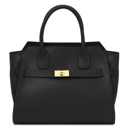 Origami Leather Tote Black TL142507