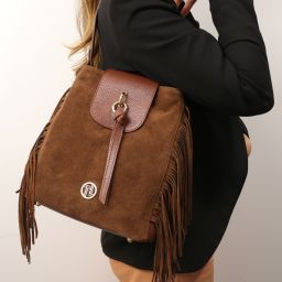 Nomade Suede Leather Fringe Shoulder bag Темный серо-коричневый TL142512