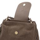 Nomade Borsa a Spalla in Pelle Scamosciata con Frange Talpa scuro TL142512