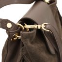 Nomade Borsa a Spalla in Pelle Scamosciata con Frange Talpa scuro TL142512