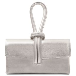 TL Bag Metallic Leather Clutch Silver TL141993