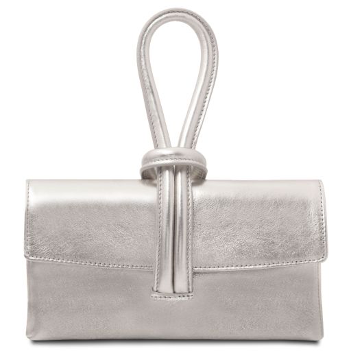 TL Bag Metallic Leather Clutch Silver TL141993