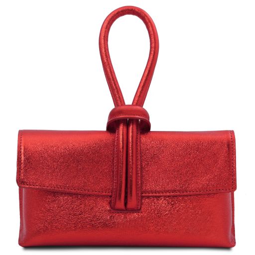 TL Bag Metallic Leather Clutch Red TL141993