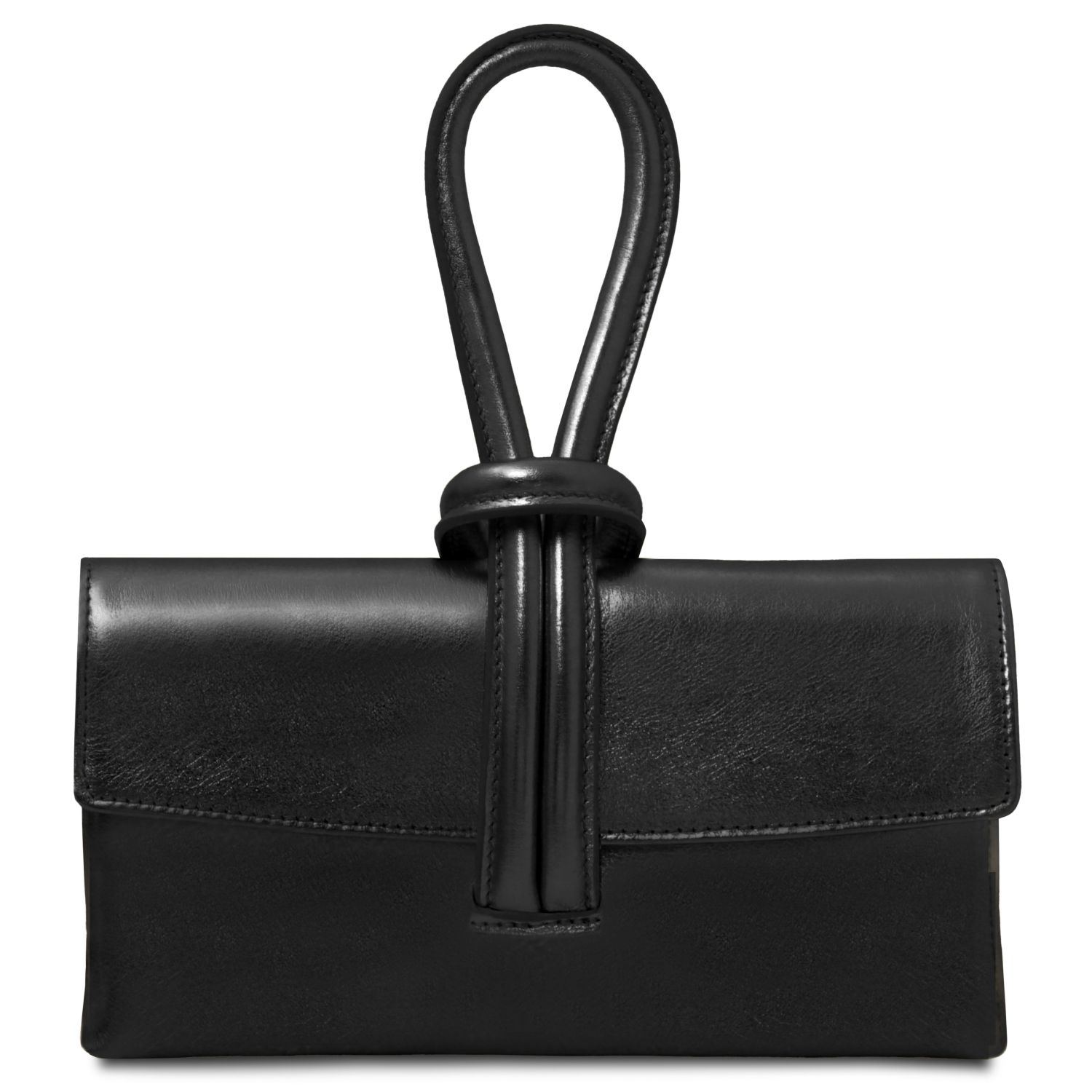 Pochette in pelle metallic Nero