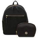 Itaca Zaino in Pelle e Trousse in Pelle Morbida Nero TL142523