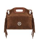 Nomade Bolso Noche en Piel de Gamuza con Flecos Cognac TL142496