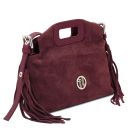 Nomade Suede Leather Fringe Clutch Bordeaux TL142496