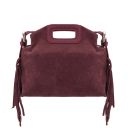 Nomade Pochette in Pelle Scamosciata con Frange Bordeaux TL142496