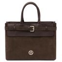 Tenace Suede Leather Handbag Dark Brown TL142525