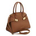 Formentera Sac à Main en Cuir et Trousse de Toilette en Cuir Souple Cognac TL142524
