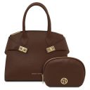 Formentera Leather Handbag and Soft Leather Toiletry Case Coffee TL142524