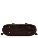 Croque Croc Print Leather Handbag Coffee TL142510