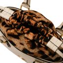 Croque Croc Print Leather Handbag Beige TL142510