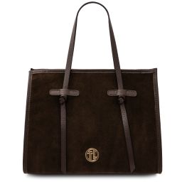 Frame Suede Leather Shoulder bag Dark Brown TL142513