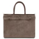 Tenace Suede Leather Handbag Dark Taupe TL142525