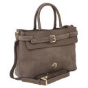 Tenace Suede Leather Handbag Dark Taupe TL142525