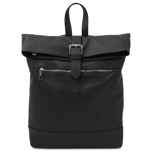 London Soft Leather Backpack Black TL142502