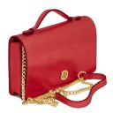 Opera Sac à Main en Cuir Metallic et Bandoulière à Chaîne Rouge TL142519