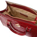 Croque Sac Cabas en Cuir Effet Croco Rouge TL142504